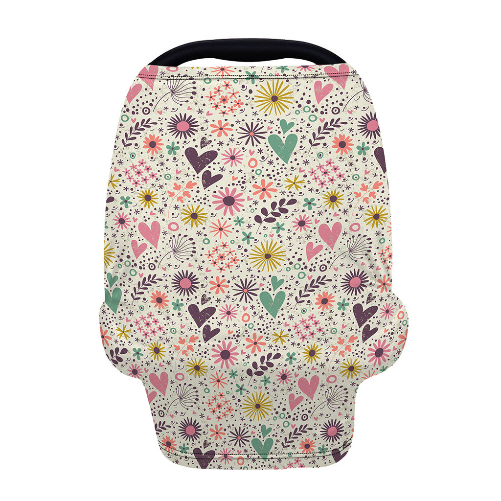 Girly Heart And Flower Pattern Print Baby Seat Cover