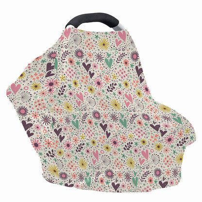 Girly Heart And Flower Pattern Print Baby Seat Cover