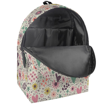 Girly Heart And Flower Pattern Print Backpack