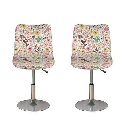 Girly Heart And Flower Pattern Print Bar Stool Covers