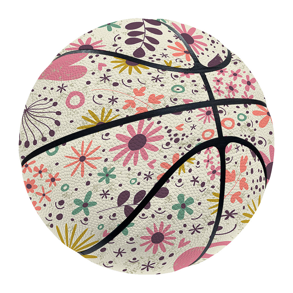 Girly Heart And Flower Pattern Print Basketball