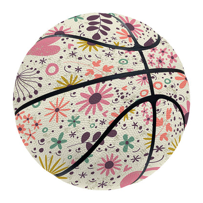 Girly Heart And Flower Pattern Print Basketball
