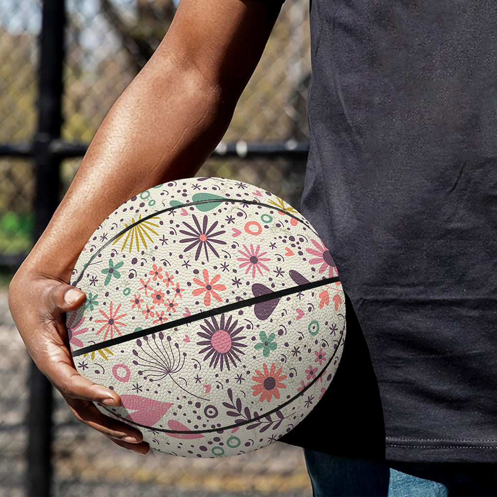 Girly Heart And Flower Pattern Print Basketball