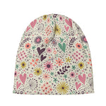 Girly Heart And Flower Pattern Print Beanie