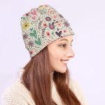Girly Heart And Flower Pattern Print Beanie