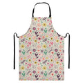 Girly Heart And Flower Pattern Print Bib Apron With Pocket