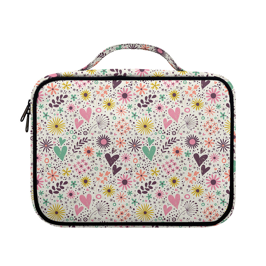 Girly Heart And Flower Pattern Print Briefcase Bible Bag