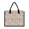 Girly Heart And Flower Pattern Print Canvas Tote Bag