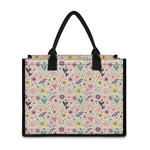 Girly Heart And Flower Pattern Print Canvas Tote Bag