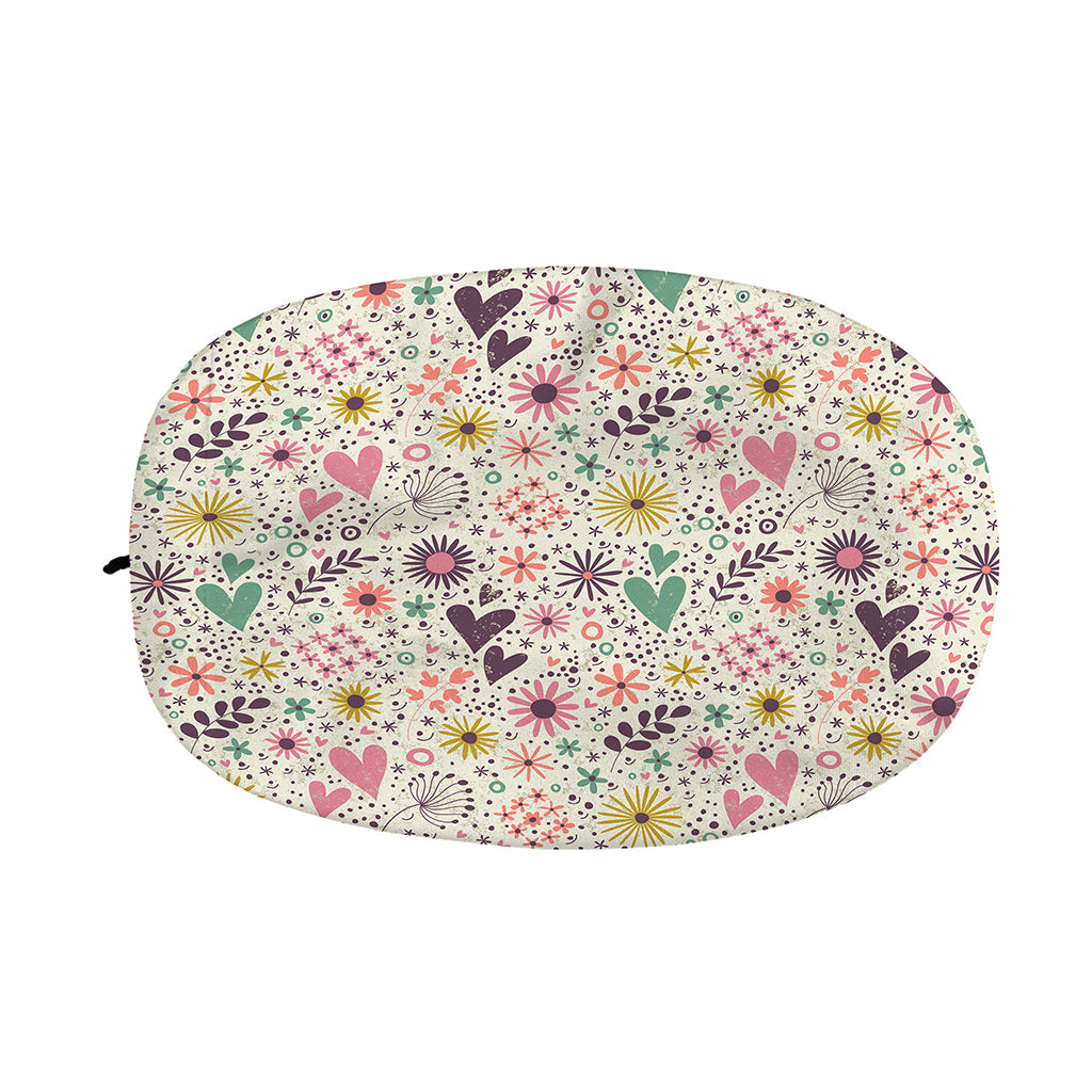 Girly Heart And Flower Pattern Print Car Side Mirror Covers