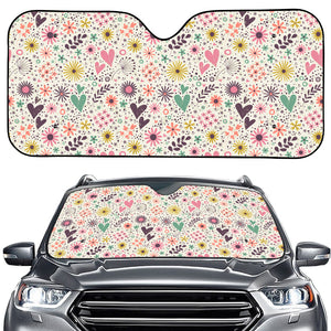 Girly Heart And Flower Pattern Print Car Windshield Sun Shade