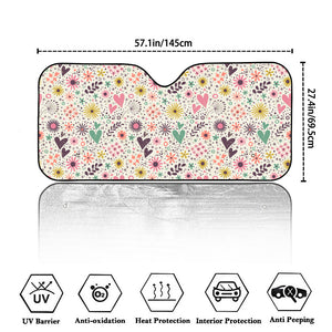 Girly Heart And Flower Pattern Print Car Windshield Sun Shade