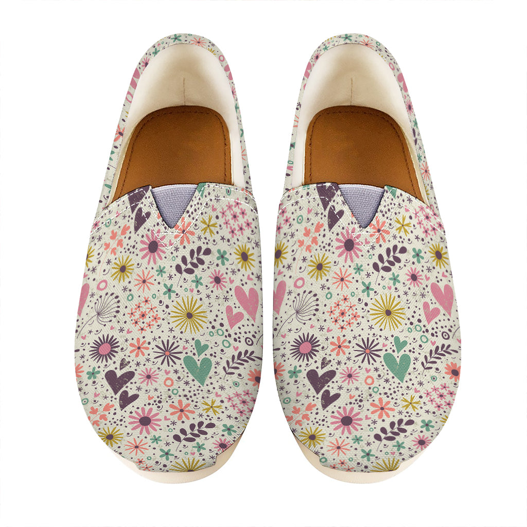 Girly Heart And Flower Pattern Print Casual Shoes