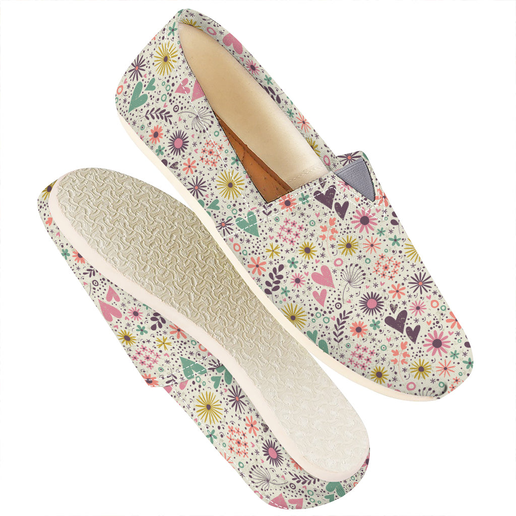 Girly Heart And Flower Pattern Print Casual Shoes