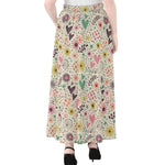 Girly Heart And Flower Pattern Print Chiffon Maxi Skirt