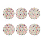 Girly Heart And Flower Pattern Print Coaster Set