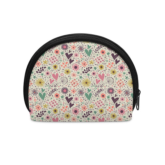 Girly Heart And Flower Pattern Print Coin Purse