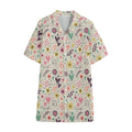 Girly Heart And Flower Pattern Print Cotton Hawaiian Shirt