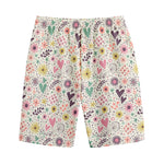 Girly Heart And Flower Pattern Print Cotton Shorts
