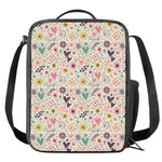 Girly Heart And Flower Pattern Print Crossbody Lunch Bag