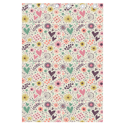 Girly Heart And Flower Pattern Print Curtain