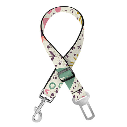 Girly Heart And Flower Pattern Print Dog Seat Belt