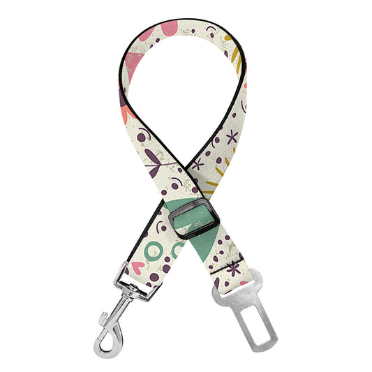 Girly Heart And Flower Pattern Print Dog Seat Belt