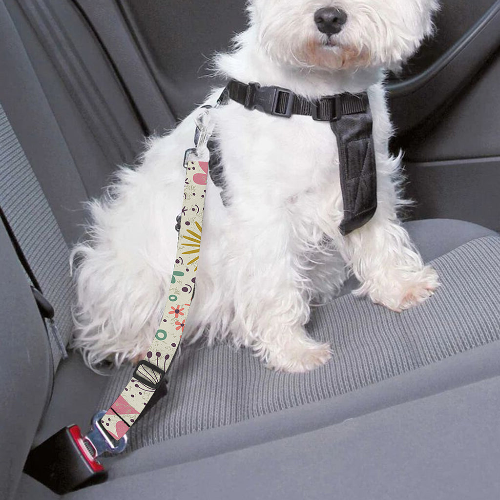 Girly Heart And Flower Pattern Print Dog Seat Belt