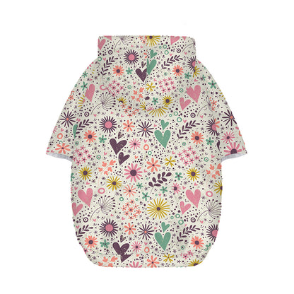 Girly Heart And Flower Pattern Print Dog Zip Up Hoodie