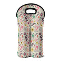 Girly Heart And Flower Pattern Print Double Neoprene Wine Tote