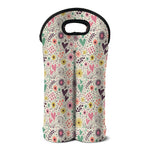 Girly Heart And Flower Pattern Print Double Neoprene Wine Tote
