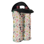 Girly Heart And Flower Pattern Print Double Neoprene Wine Tote