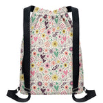 Girly Heart And Flower Pattern Print Drawstring Backpack