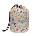 Girly Heart And Flower Pattern Print Drawstring Makeup Bag