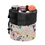 Girly Heart And Flower Pattern Print Drawstring Makeup Bag