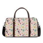 Girly Heart And Flower Pattern Print Duffle Bag