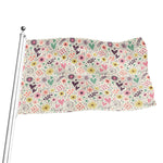 Girly Heart And Flower Pattern Print Flag