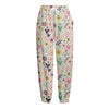 Girly Heart And Flower Pattern Print Fleece Lined Knit Pants