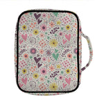 Girly Heart And Flower Pattern Print Front Pocket Bible Bag