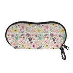 Girly Heart And Flower Pattern Print Glasses Case