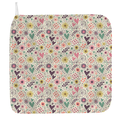 Girly Heart And Flower Pattern Print Hand Towel