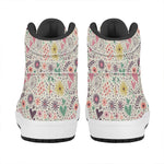 Girly Heart And Flower Pattern Print High Top Leather Sneakers