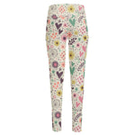 Girly Heart And Flower Pattern Print High-Waisted Pocket Leggings