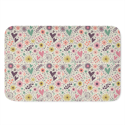 Girly Heart And Flower Pattern Print Indoor Door Mat