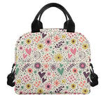 Girly Heart And Flower Pattern Print Insulated Lunch Bag