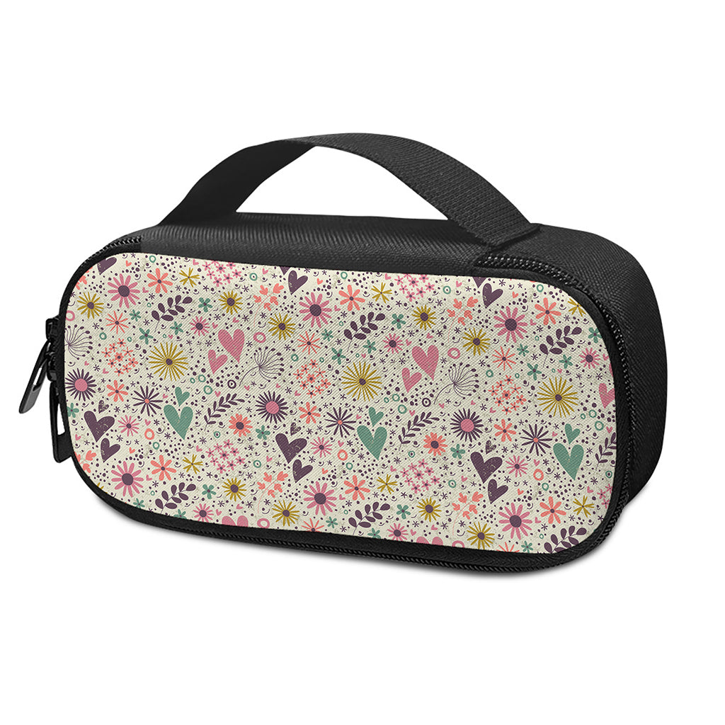 Girly Heart And Flower Pattern Print Insulin Cooler Travel Case