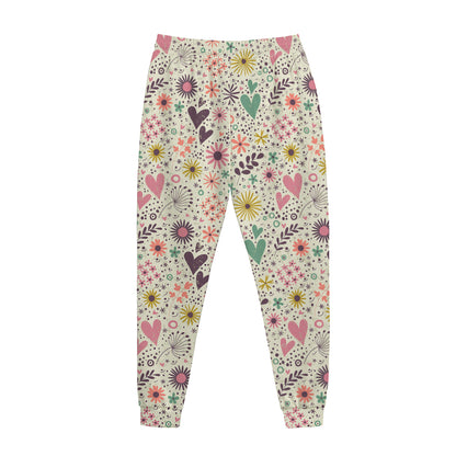 Girly Heart And Flower Pattern Print Jogger Pants
