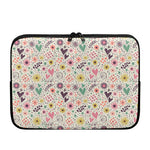 Girly Heart And Flower Pattern Print Laptop Sleeve