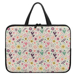 Girly Heart And Flower Pattern Print Laptop Sleeve With Handle