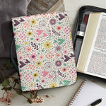 Girly Heart And Flower Pattern Print Leather Bible Cover